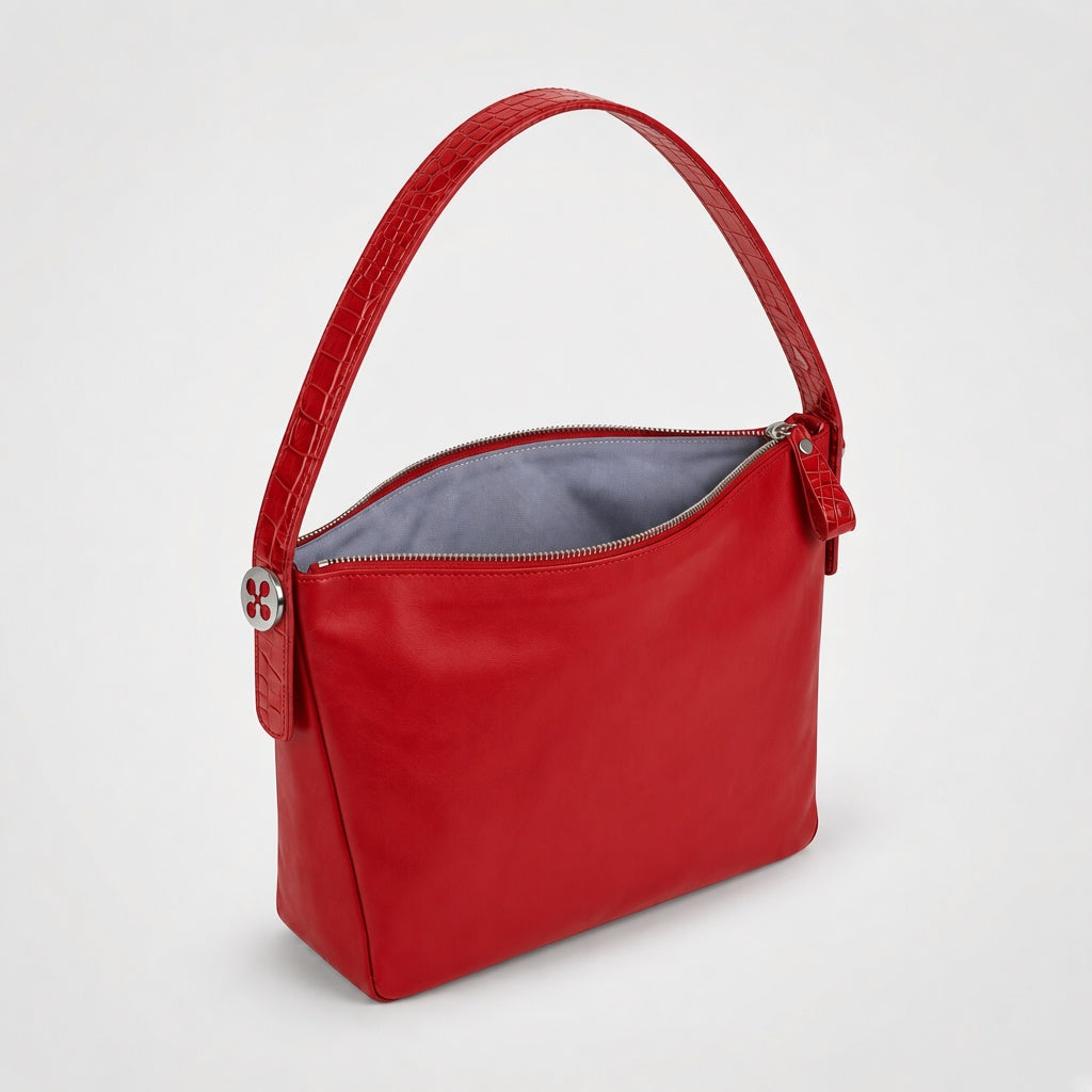 LISA | Handtasche Rot (Kirschrot) Buttero Leder – Handtasche mit verstellbarem Schultergurt
