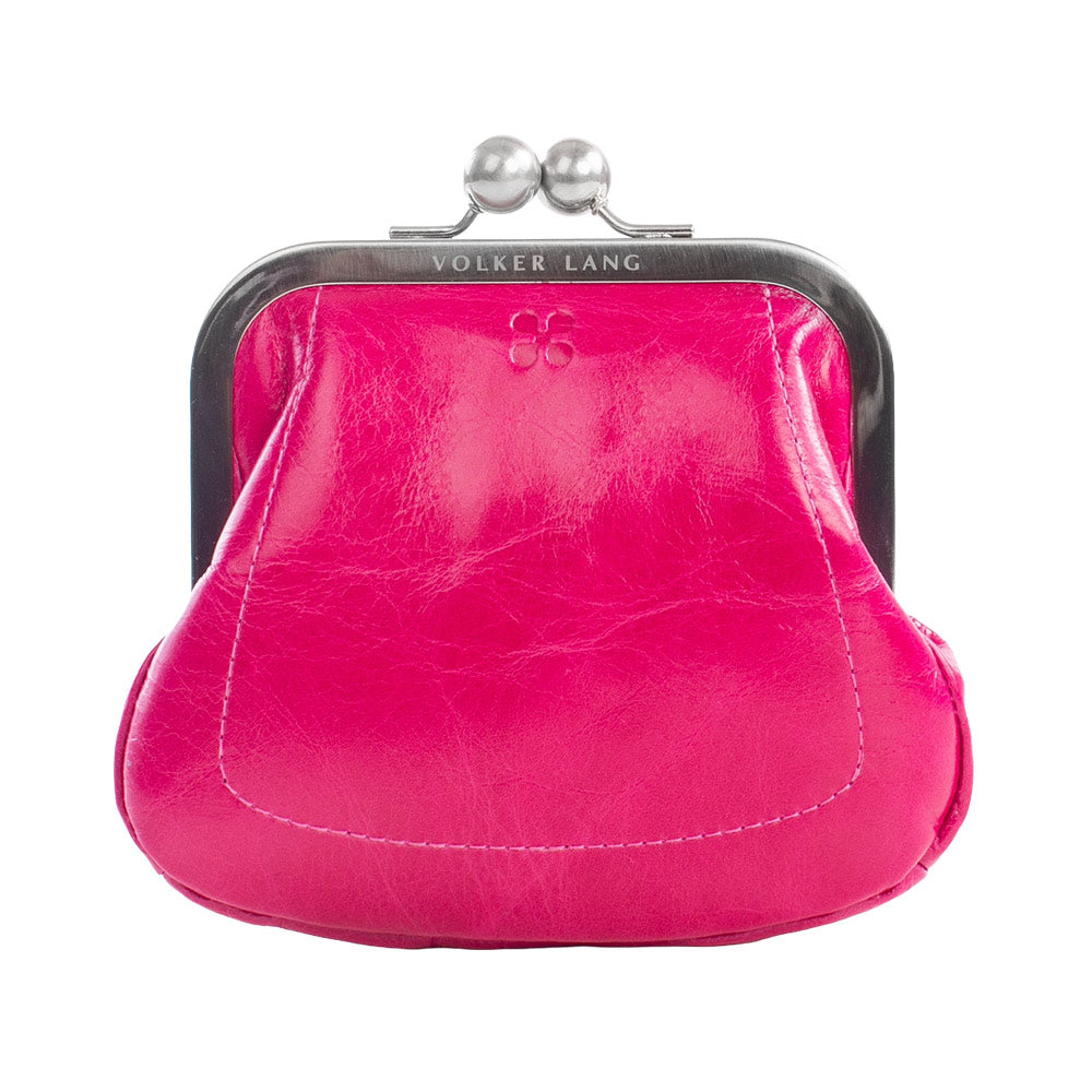 DOBRA | Portemonnaie-Etui Pink (Fuchsia) Vintage Leder – Portemonnaie-Etui mit Bügelverschluss und Münzfach