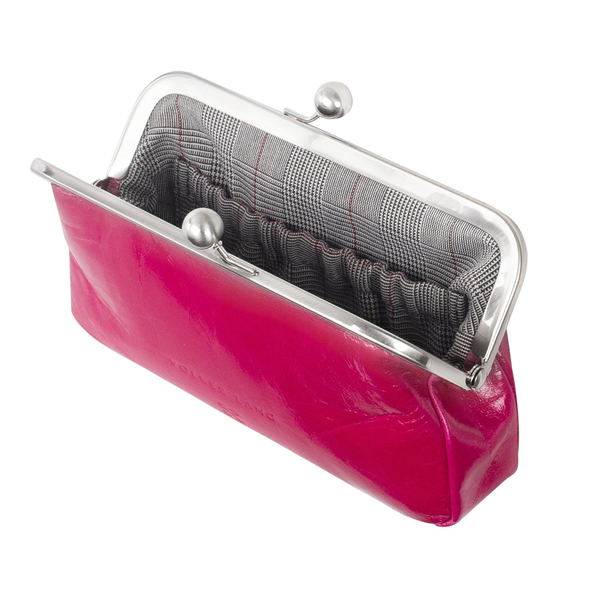 VISAGE | Kosmetiktasche Pink (Fuchsia) Vintage Leder – Kosmetiktasche mit Bügelverschluss