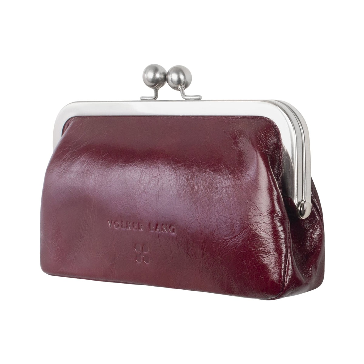 VISAGE | Kosmetiktasche Rubinrot Vintage Leder – Kosmetiktasche mit Bügelverschluss