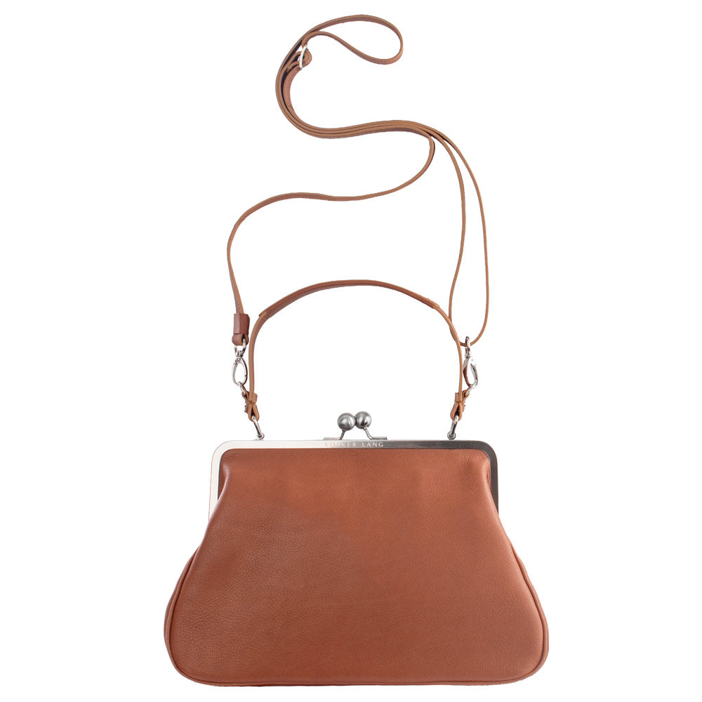 ROMY | Umhängetasche Cognac Velvet – mit abnehmbarem Schulterriemen