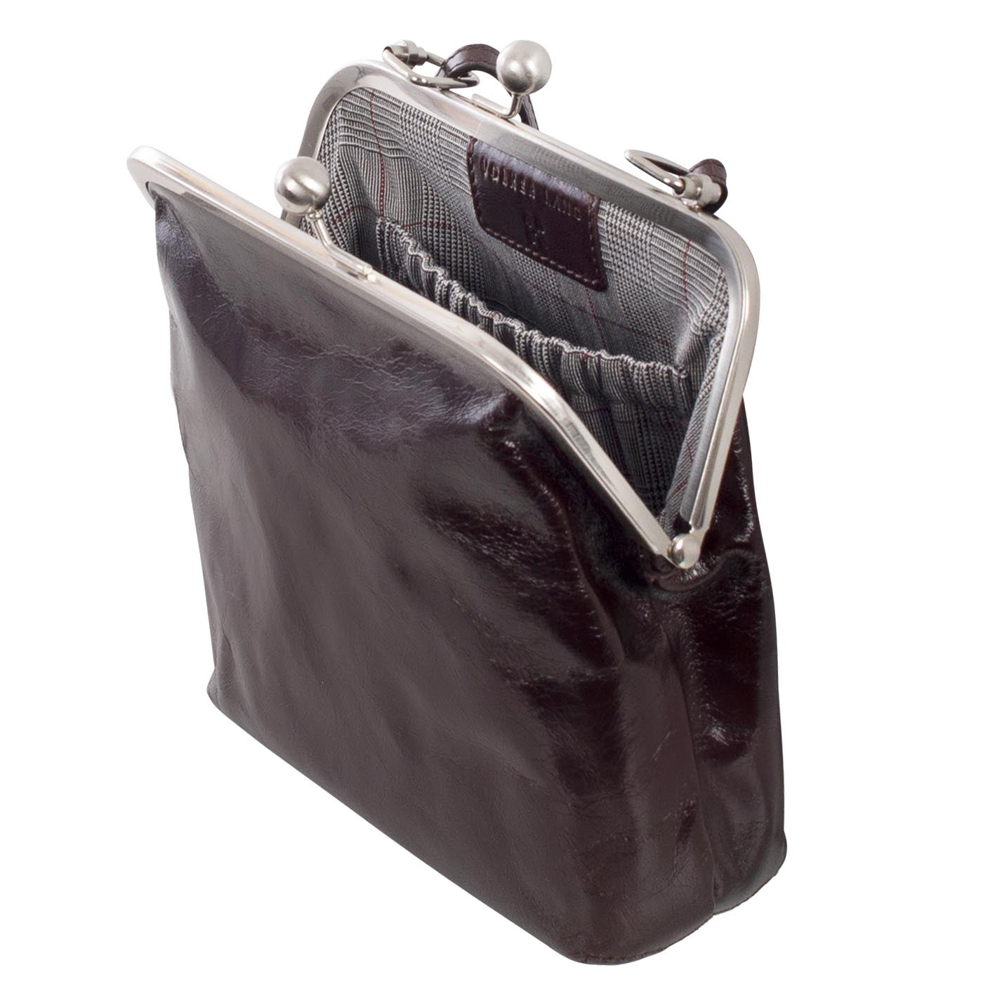 IDA | Ledertasche Dunkelbraun Vintage – kleine Bügeltasche zum Schrägtragen