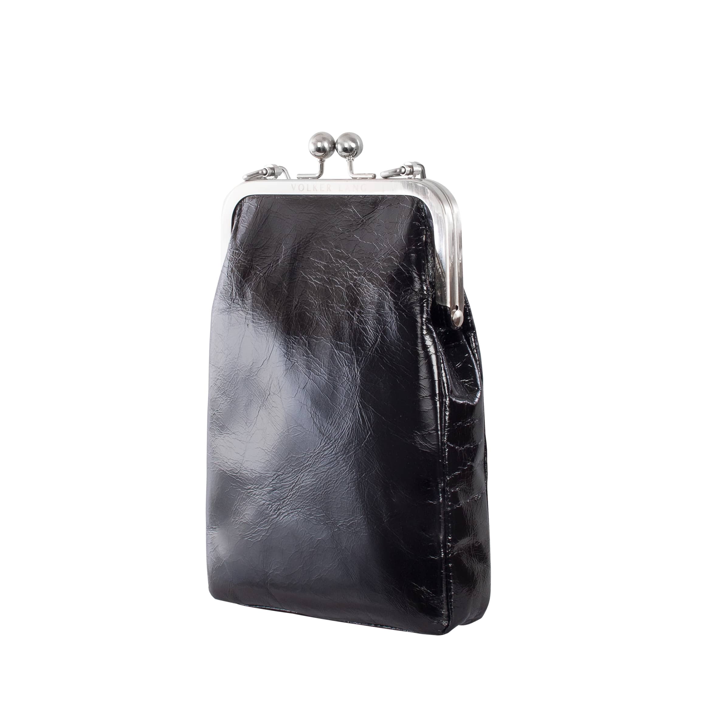 MILA | Ledertasche Schwarz Vintage – schmale Bügeltasche mit Platz für Handy