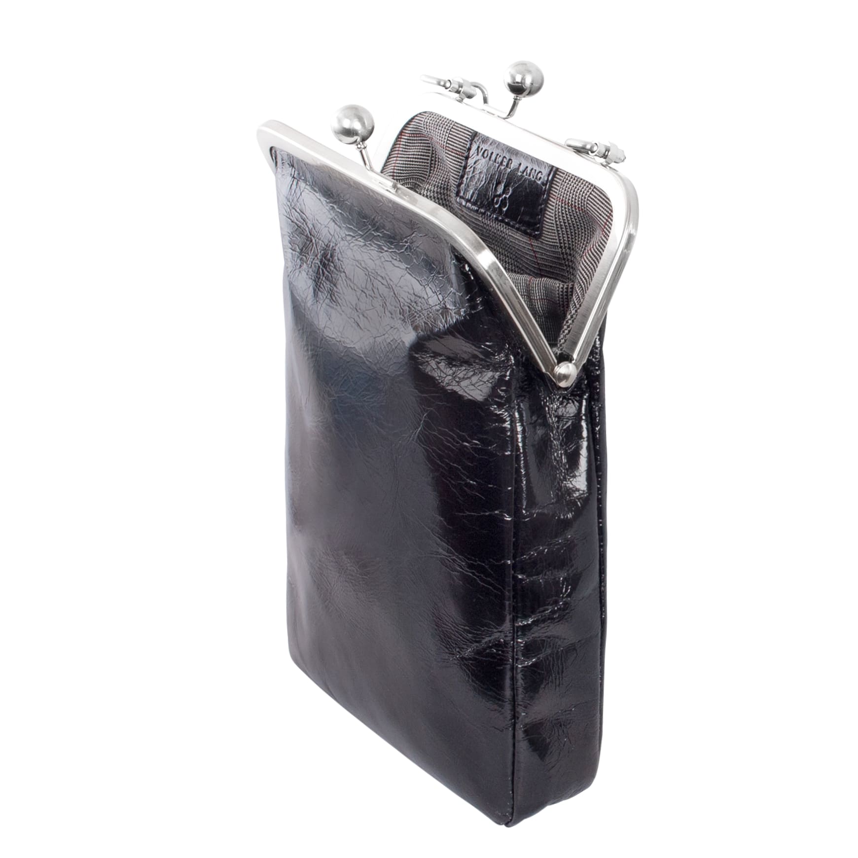 MILA | Ledertasche Schwarz Vintage – schmale Bügeltasche mit Platz für Handy