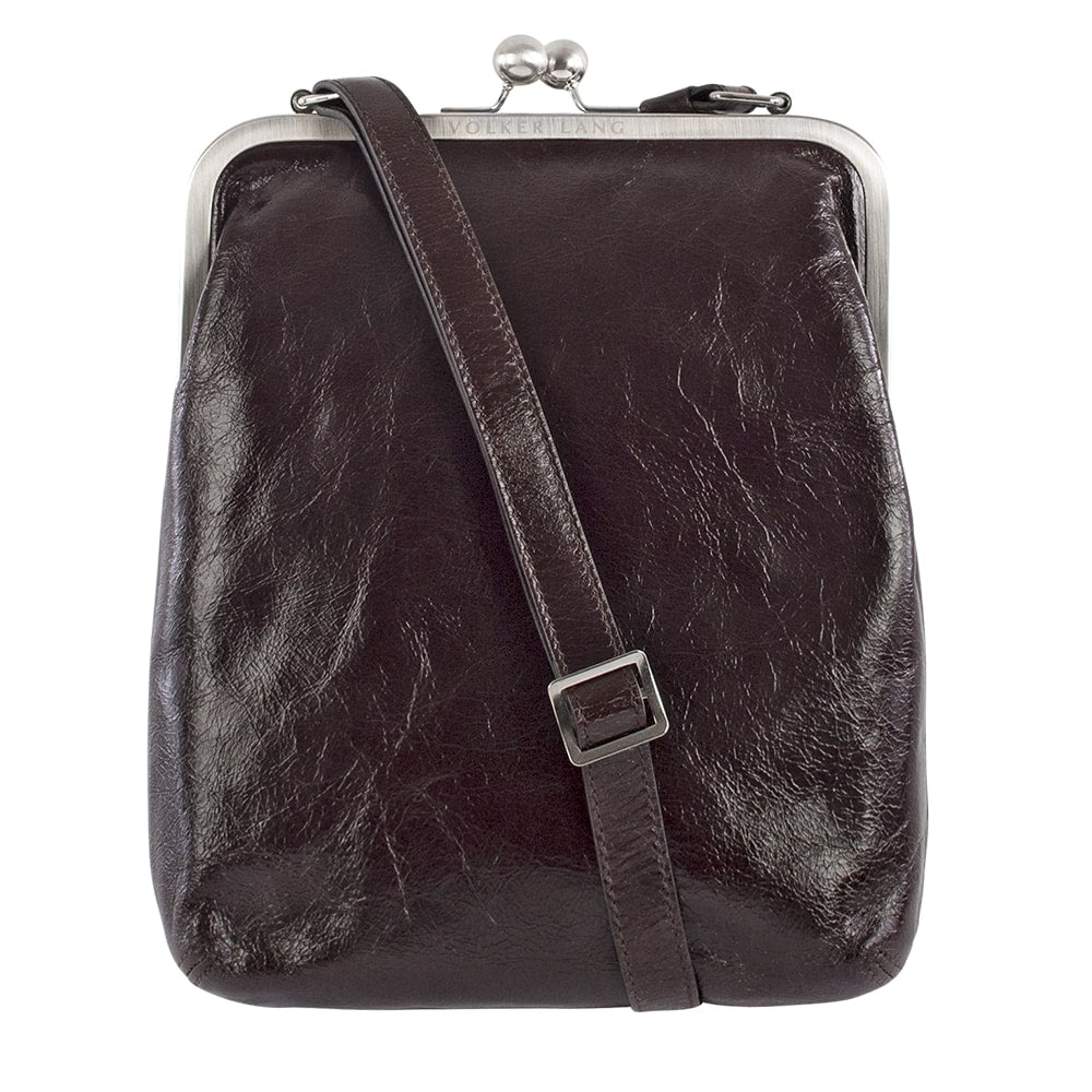 LOLA | Umhängetasche Dunkelbraun Vintage Leder – Umhängetasche mit Bügelverschluss