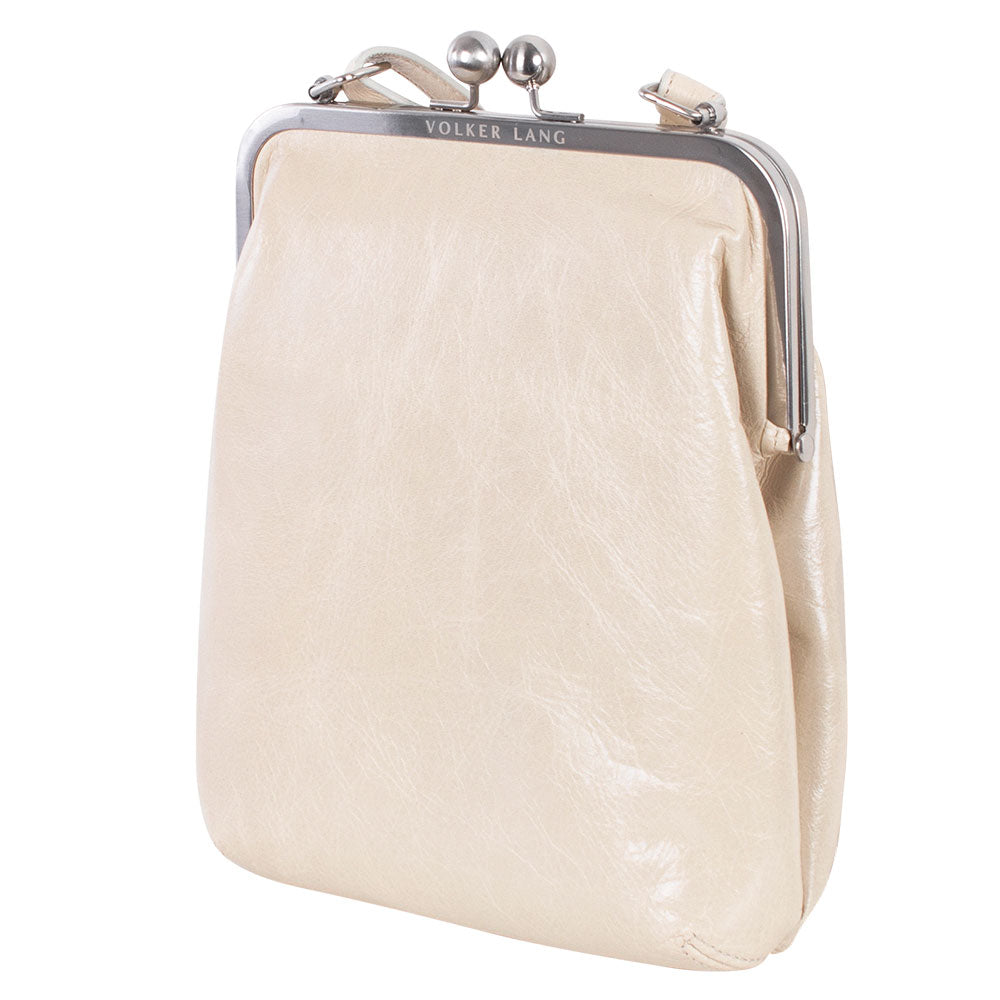LOLA | Umhängetasche in cremefarbenem Elfenbein (Ivory) Vintage Leder – Umhängetasche mit Bügelverschluss
