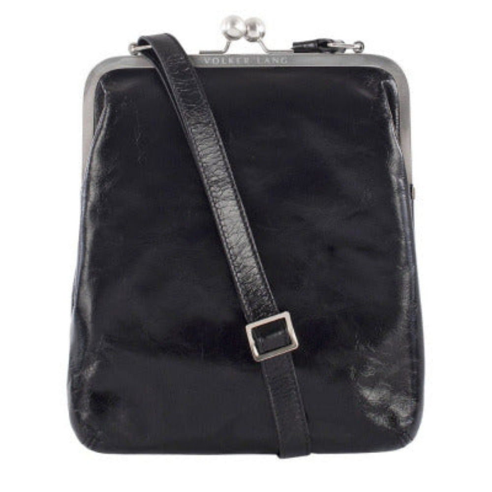 LOLA | Shoulder Bag Black Vintage Leather – Shoulder Bag with Clasp Closure
