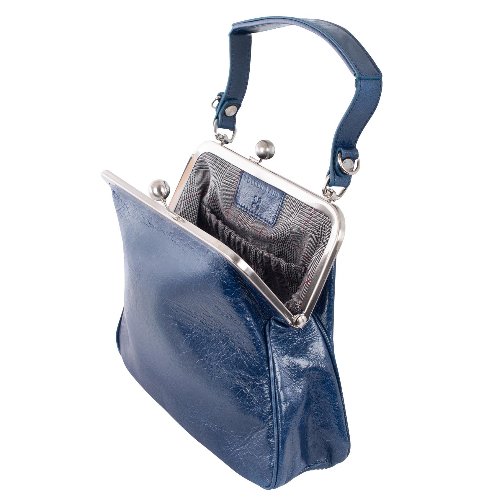AUDREY | Handtasche Marineblau Vintage – Ausgehtasche mit festem Boden