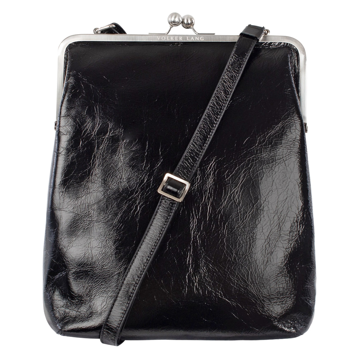 EFFI | Umhängetasche Schwarz Vintage Leder – Umhängetasche mit Bügelverschluss