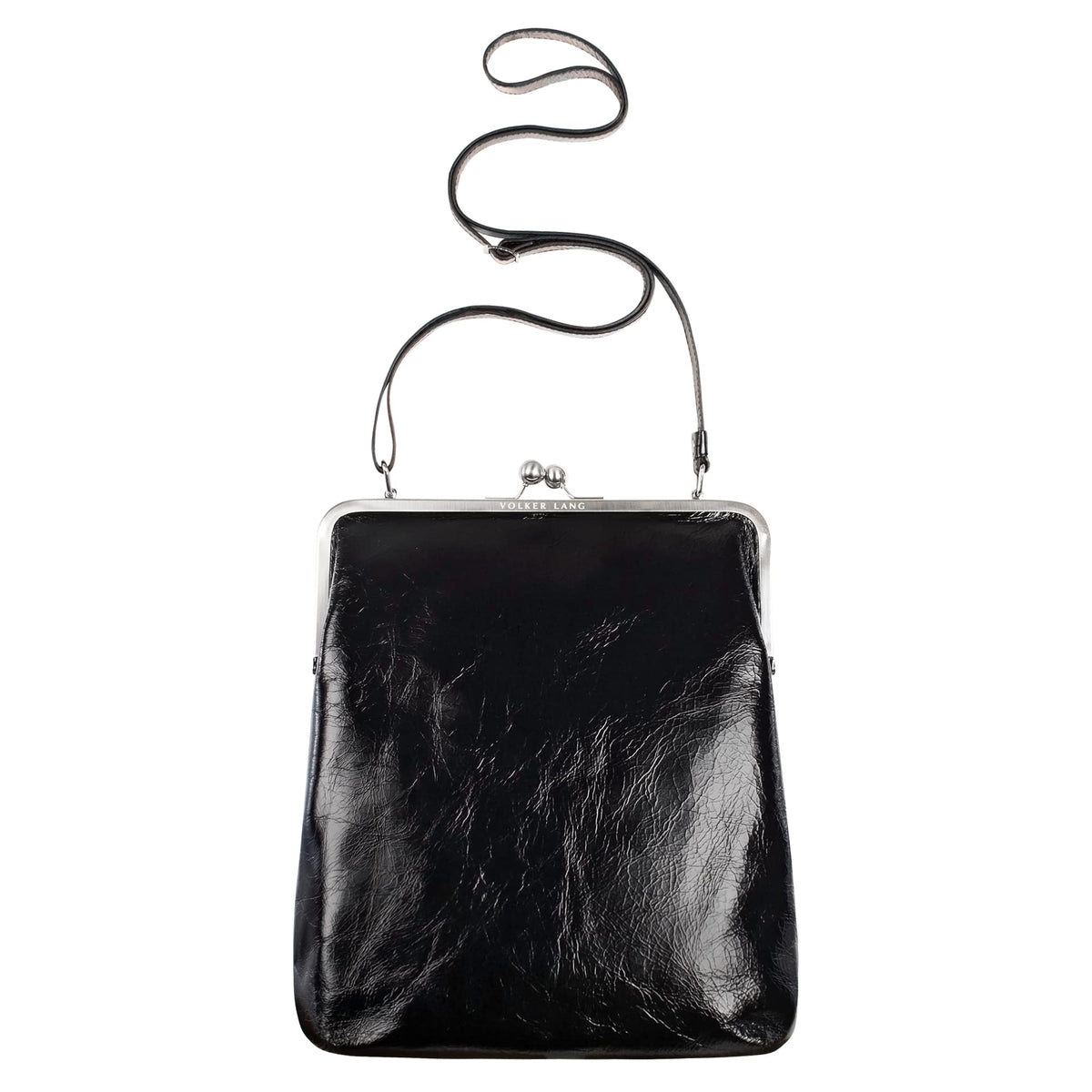 EFFI | Umhängetasche Schwarz Vintage Leder – Umhängetasche mit Bügelverschluss