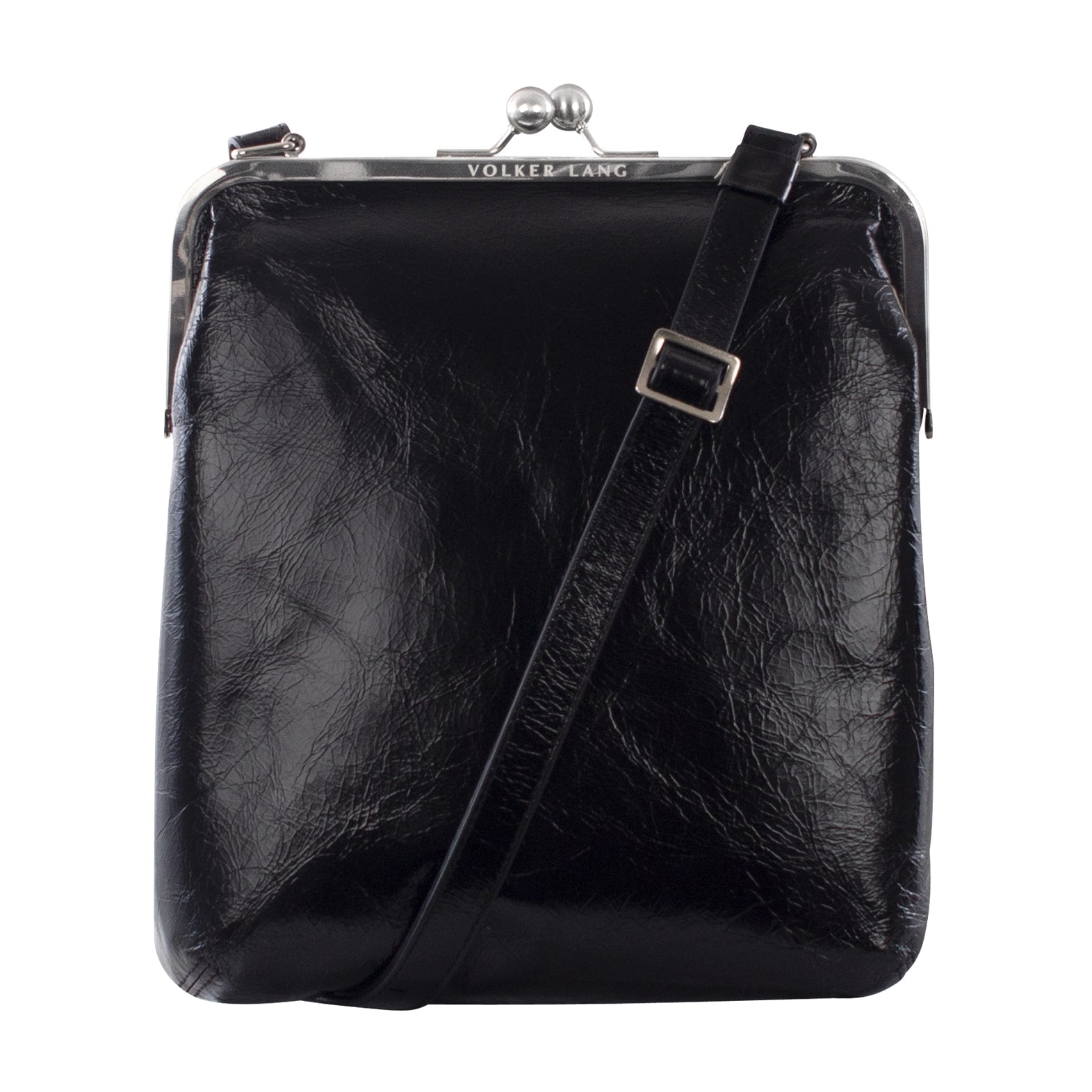 MATA | Umhängetasche Schwarz Vintage – mittlere Größe mit Bügelverschluss