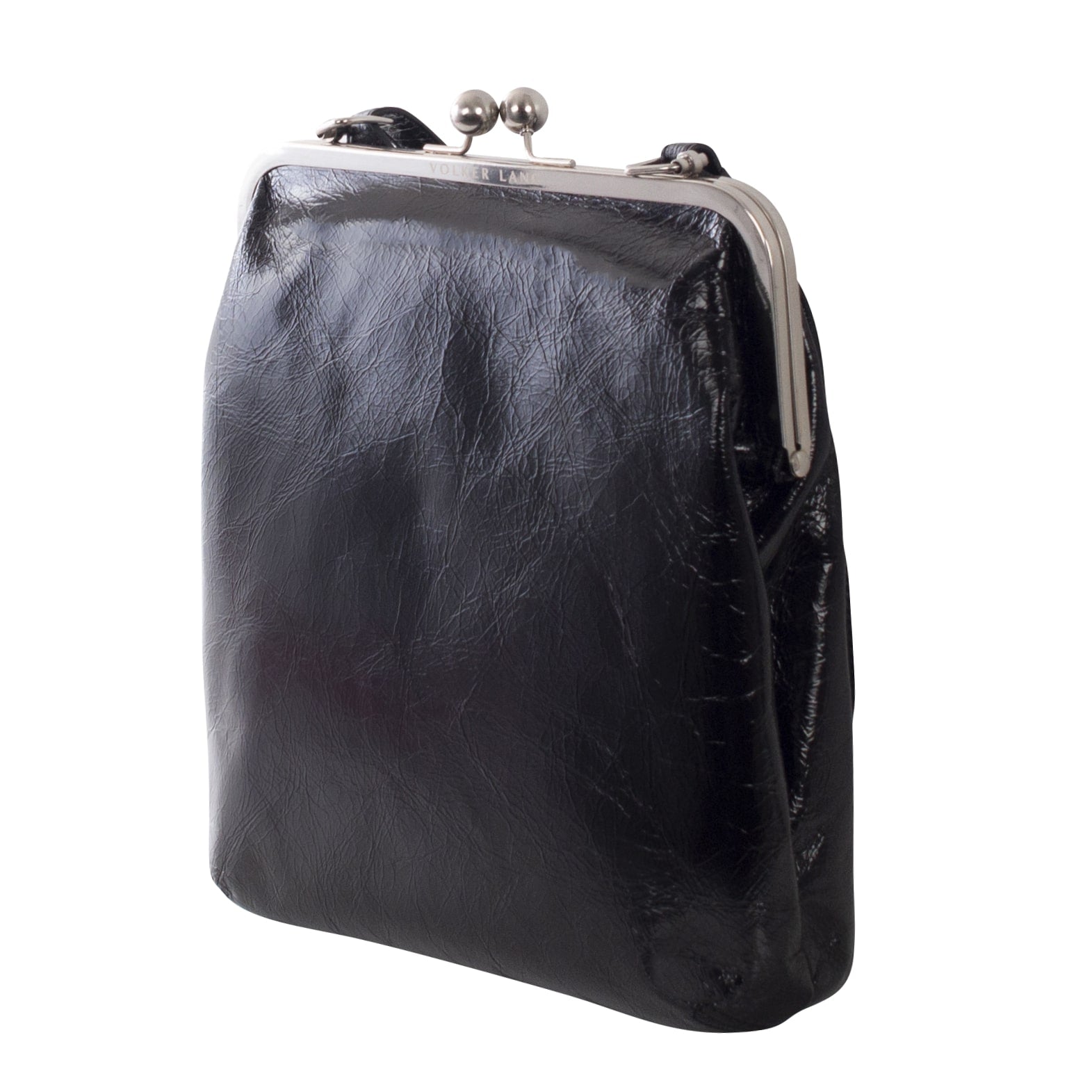 MATA | Umhängetasche Schwarz Vintage – mittlere Größe mit Bügelverschluss
