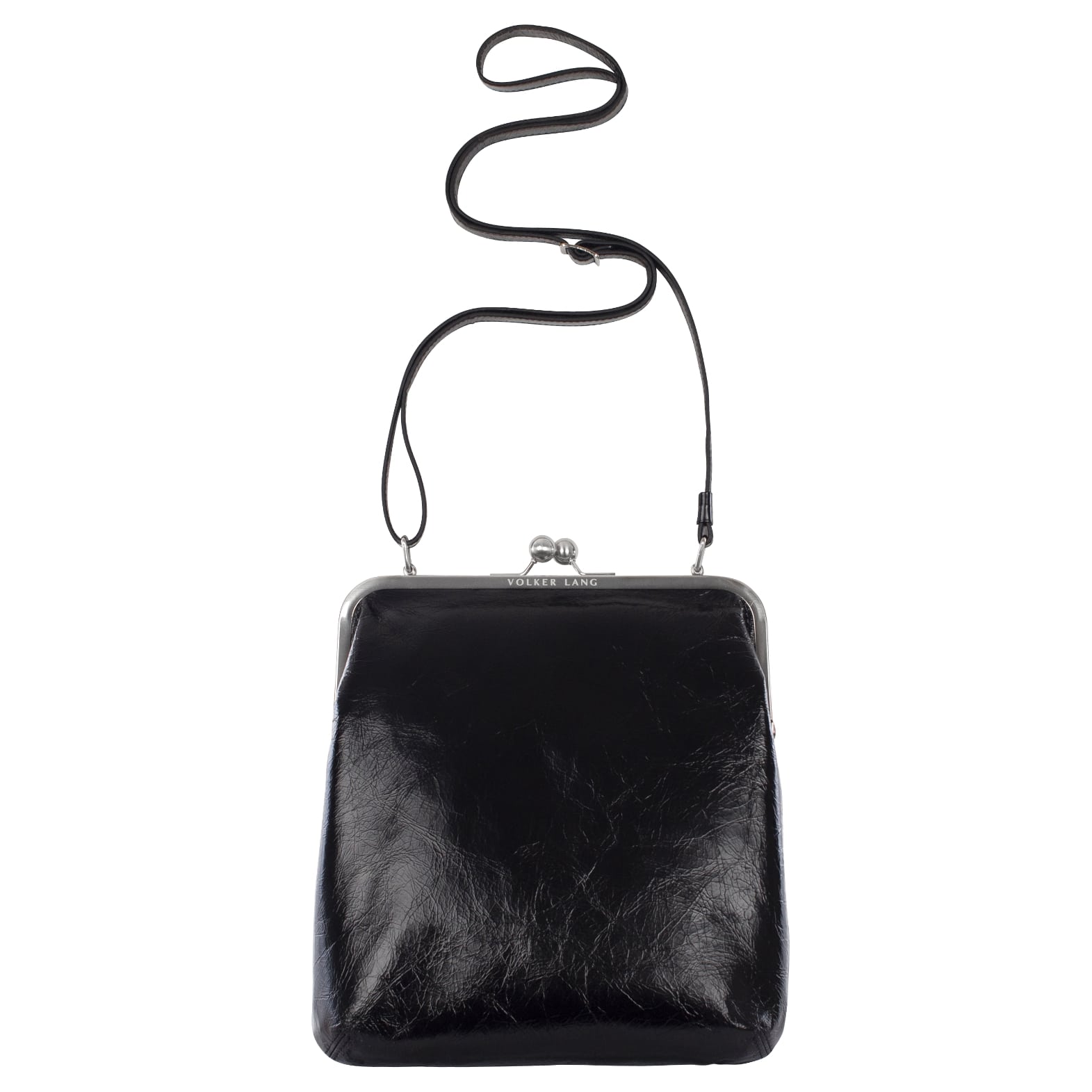 MATA | Umhängetasche Schwarz Vintage – mittlere Größe mit Bügelverschluss