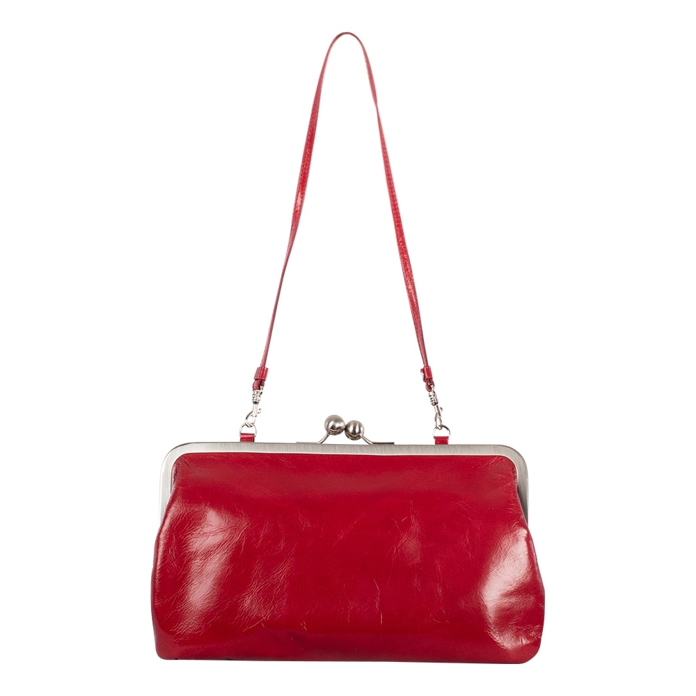 MARLENE | Handtasche Rot (Cardinal) Vintage – Clutch mit Bügelverschluss