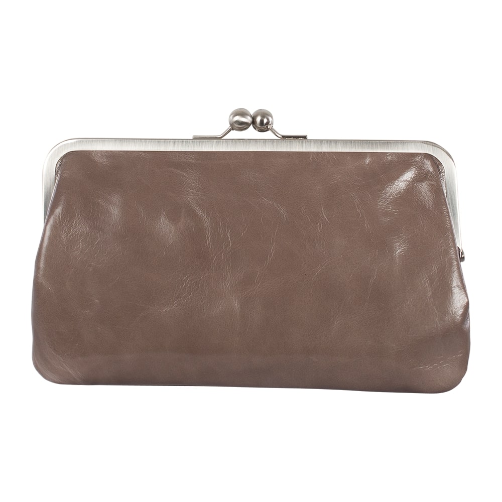 MARLENE | Handtasche Taupe Vintage – Clutch mit Bügelverschluss