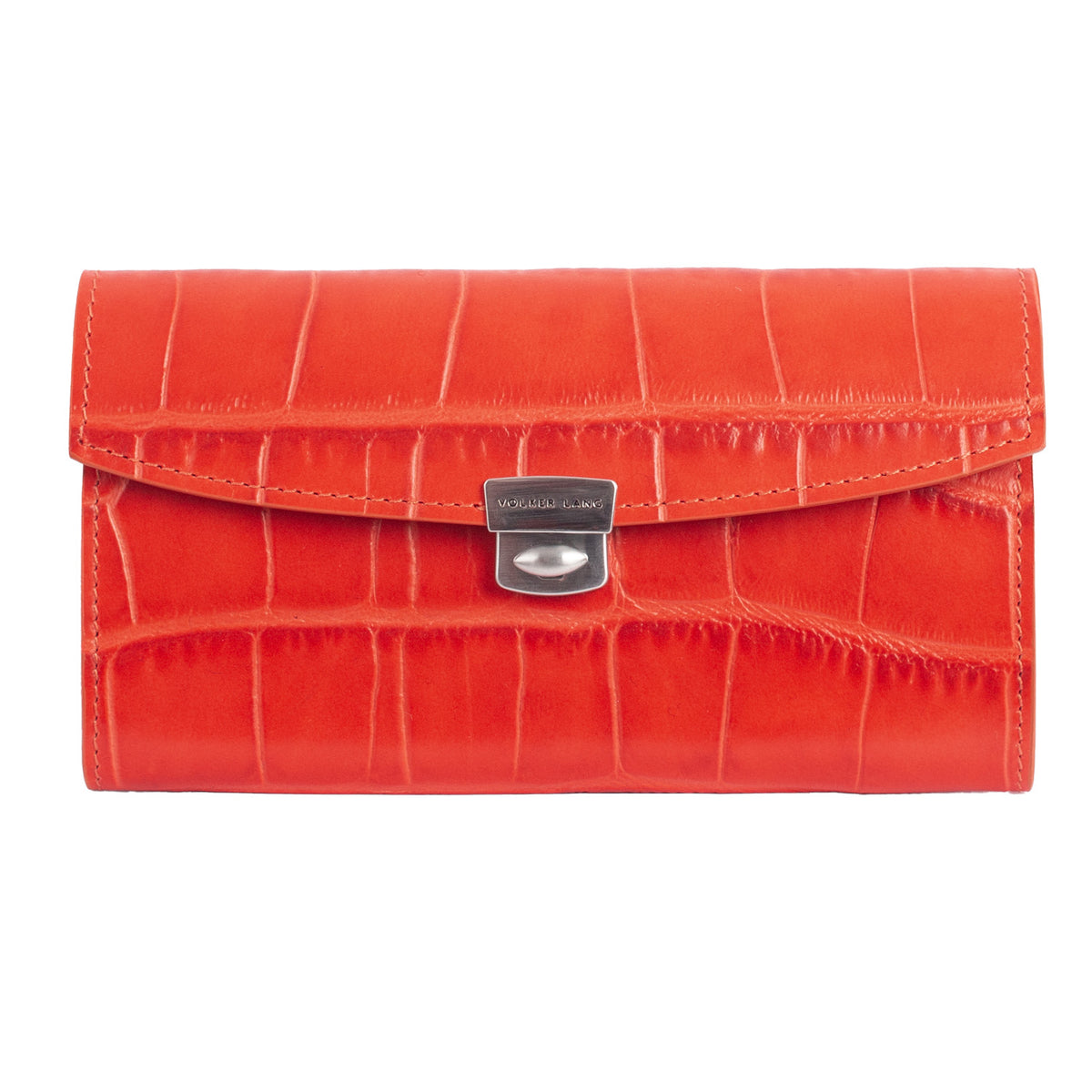 YEN | Portemonnaie Orange (Papaya) Kroko Leder – Portemonnaie mit 8 Kartenfächern