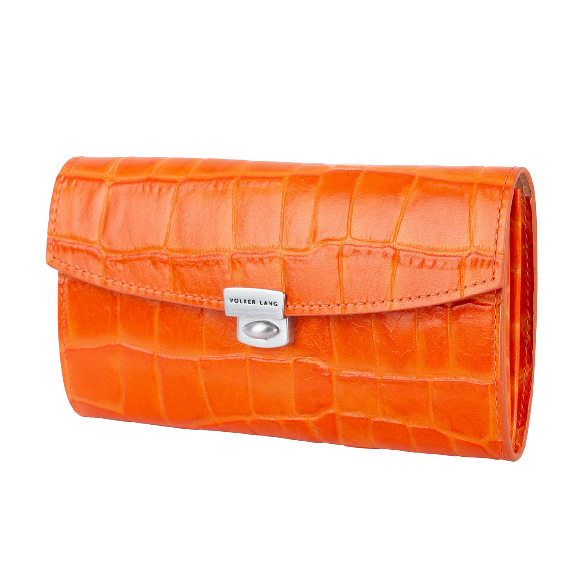 YEN | Portemonnaie Orange (Pumpkin) Kroko Leder – Portemonnaie mit 8 Kartenfächern