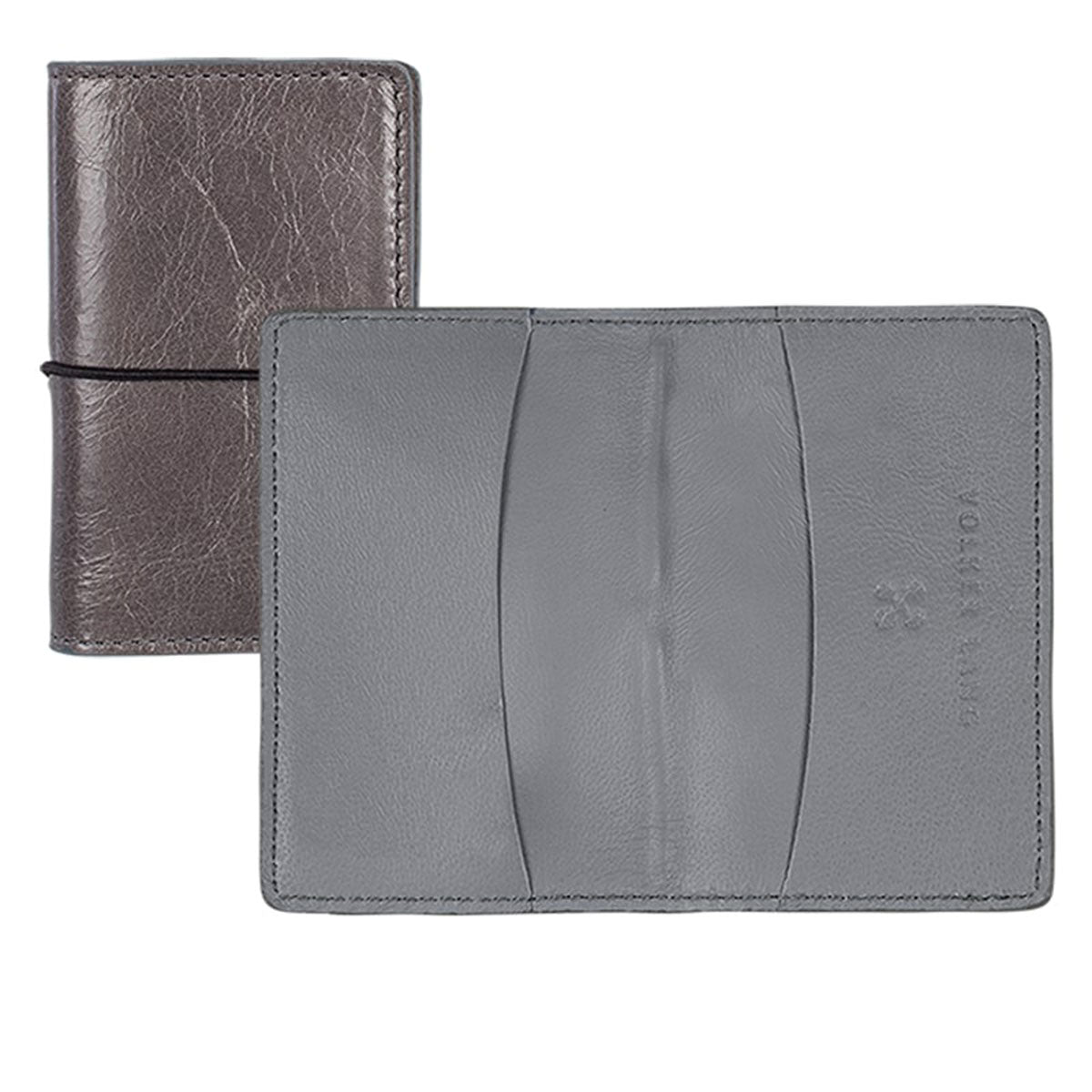RIAL | Business Card Holder Grey (Granite) Vintage – Case with Elastic Band Closure