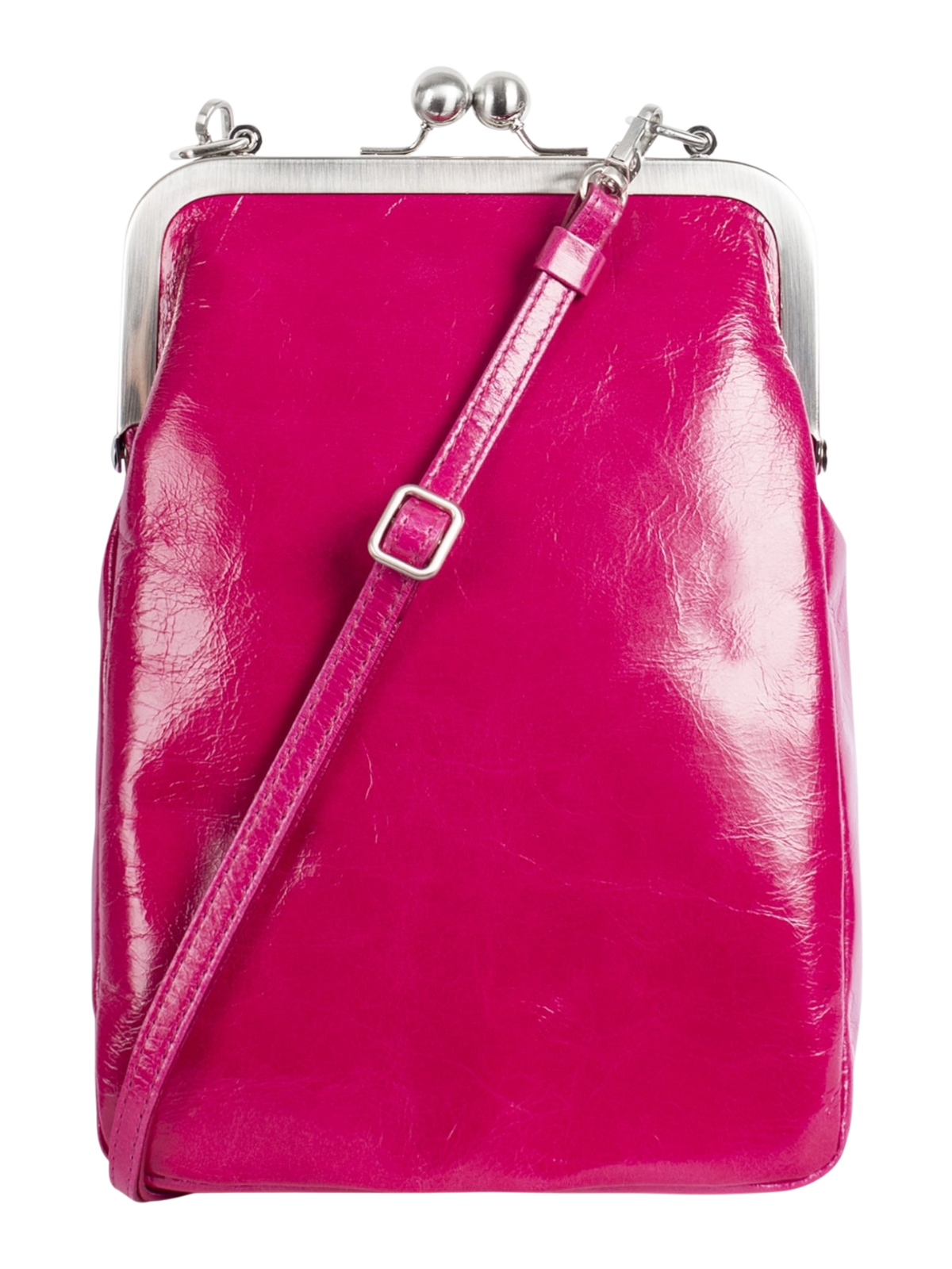 MILA | Handtasche Pink (Fuchsia) Vintage Leder – Handtasche mit Bügelverschluss und Platz für Handy