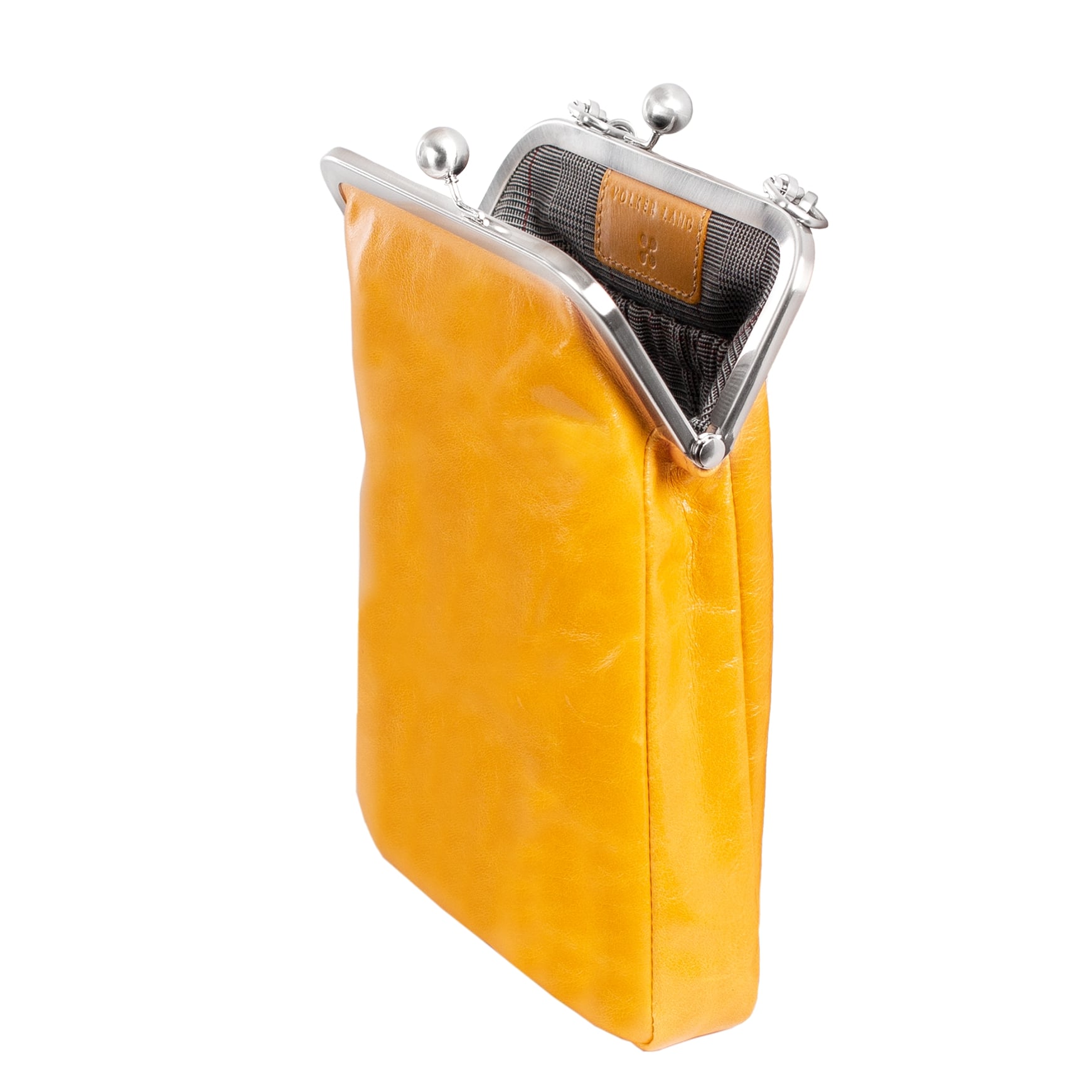 MILA | Handtasche Gelb (Senfgelb) Vintage – schmale Bügeltasche mit Platz für Handy
