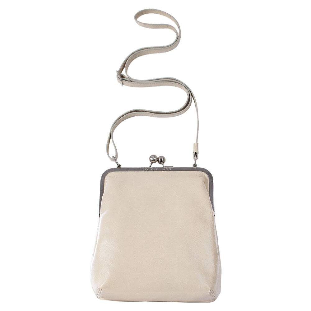LOLA | Umhängetasche in cremefarbenem Elfenbein (Ivory) Vintage Leder – Umhängetasche mit Bügelverschluss