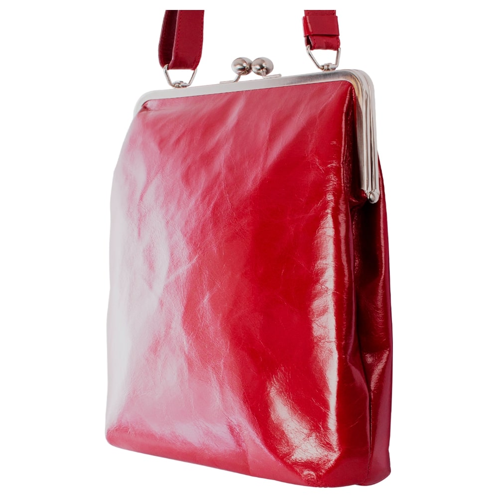 EFFI | Umhängetasche Rot (Cardinal) Vintage Leder – Umhängetasche mit Bügelverschluss