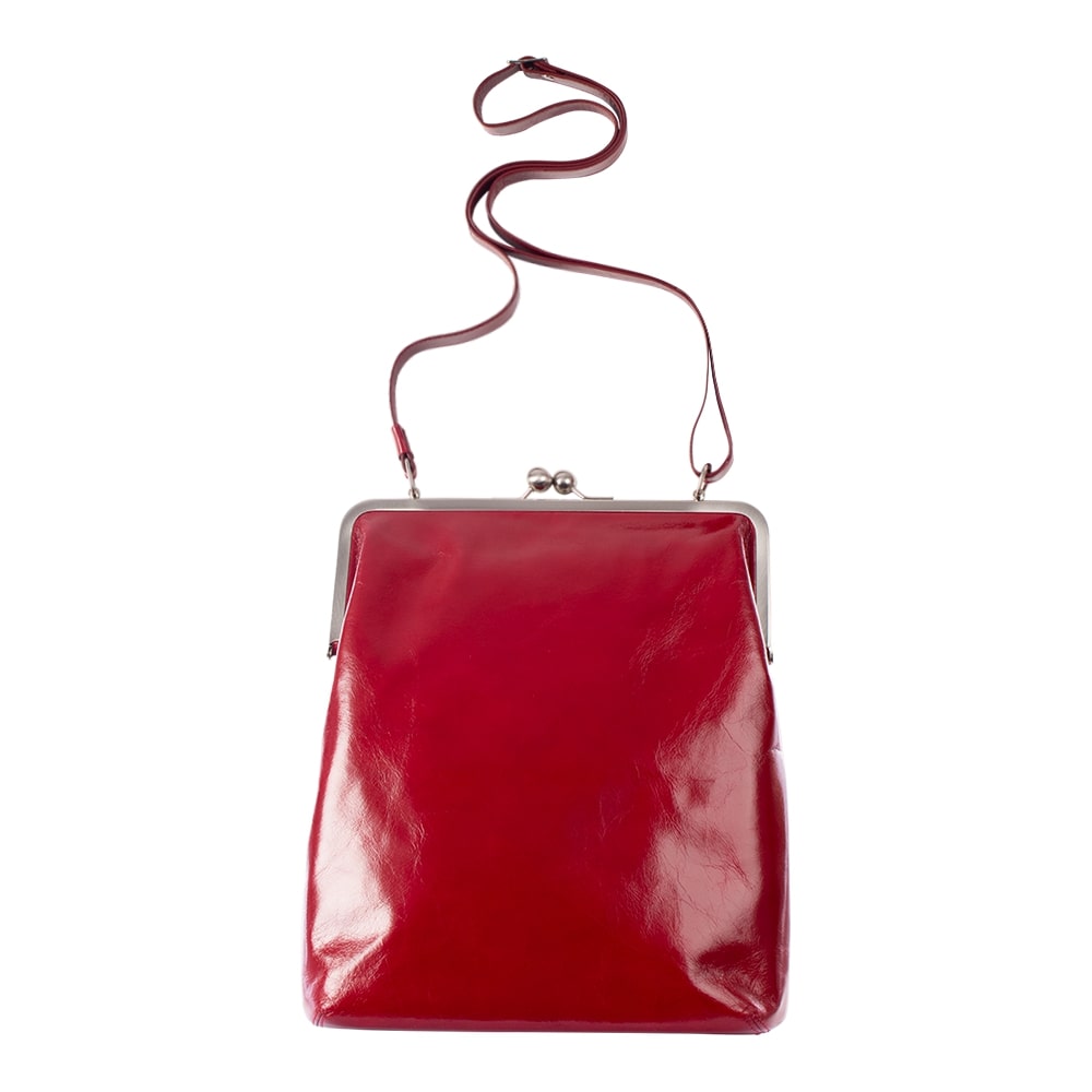 EFFI | Umhängetasche Rot (Cardinal) Vintage Leder – Umhängetasche mit Bügelverschluss