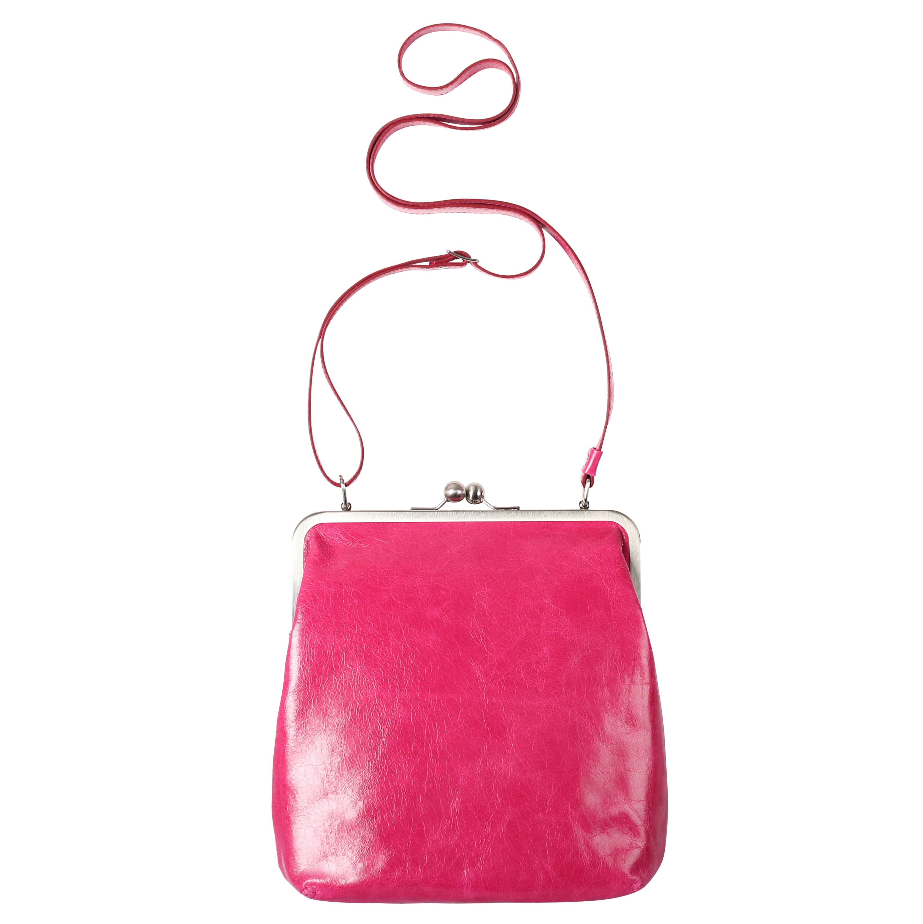 MATA | Umhängetasche Pink (Fuchsia) Vintage – mittlere Größe mit Bügelverschluss