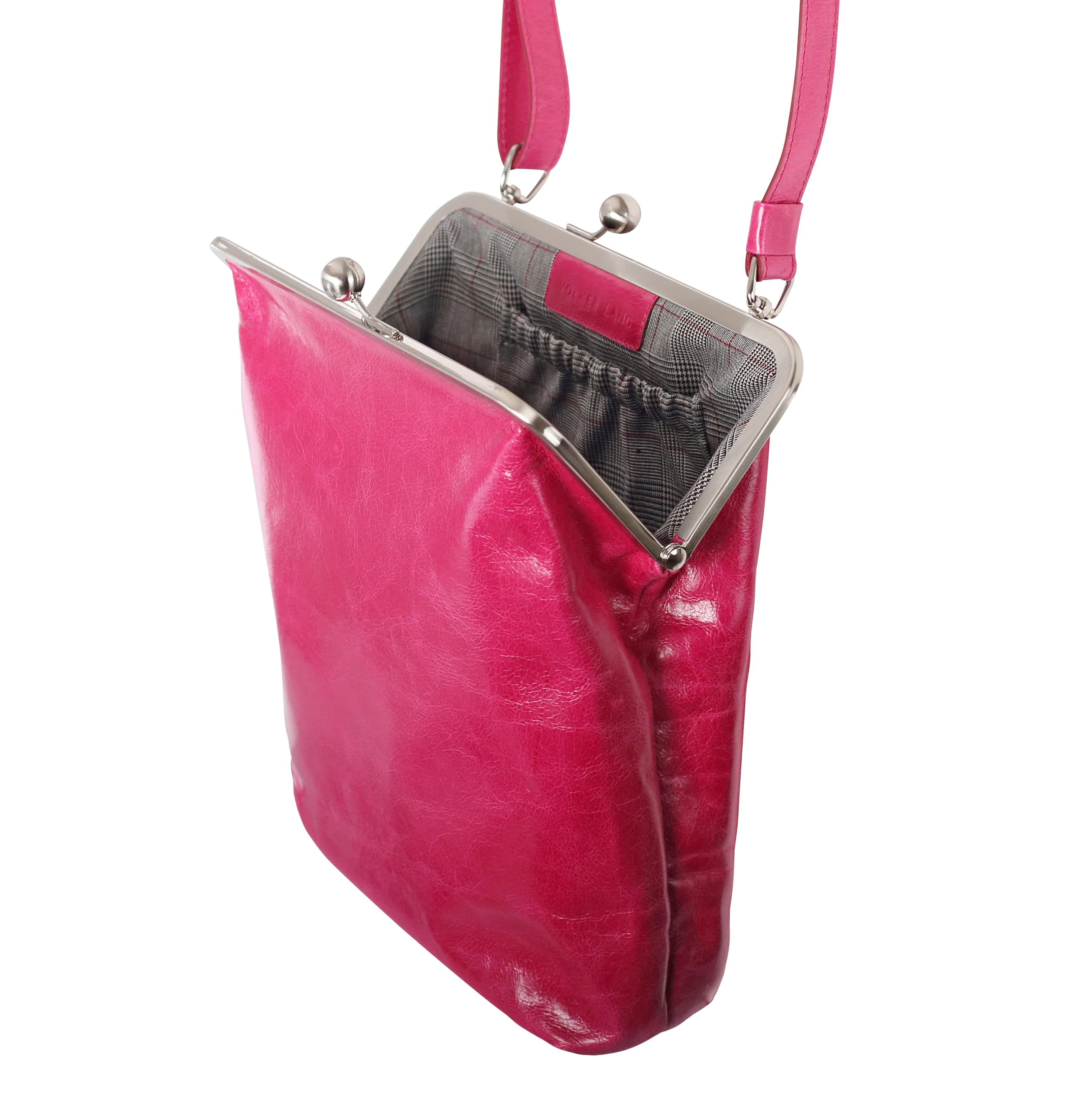 MATA | Umhängetasche Pink (Fuchsia) Vintage – mittlere Größe mit Bügelverschluss