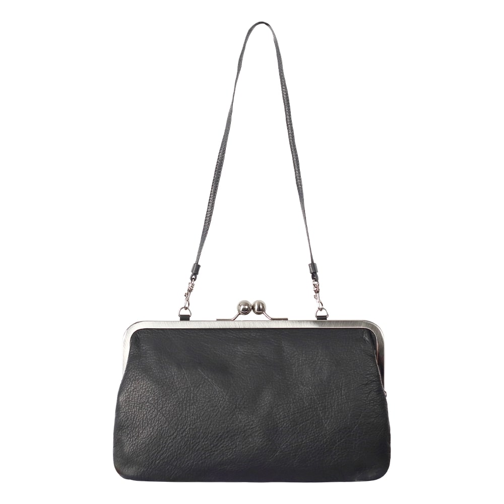 MARLENE | Handtasche Schwarz Nappaleder – Clutch mit Bügelverschluss
