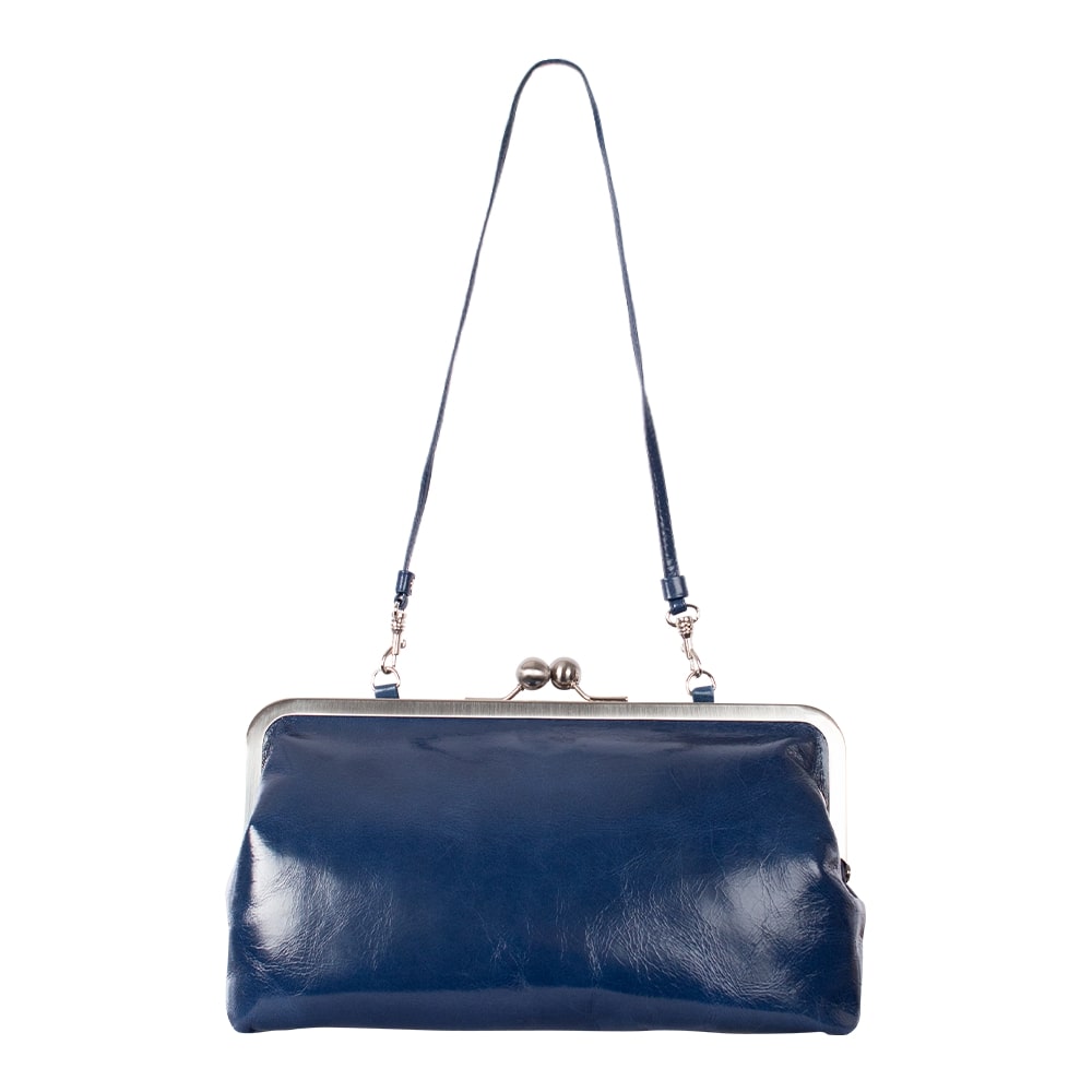 MARLENE | Handtasche Marineblau Vintage – Clutch mit Bügelverschluss