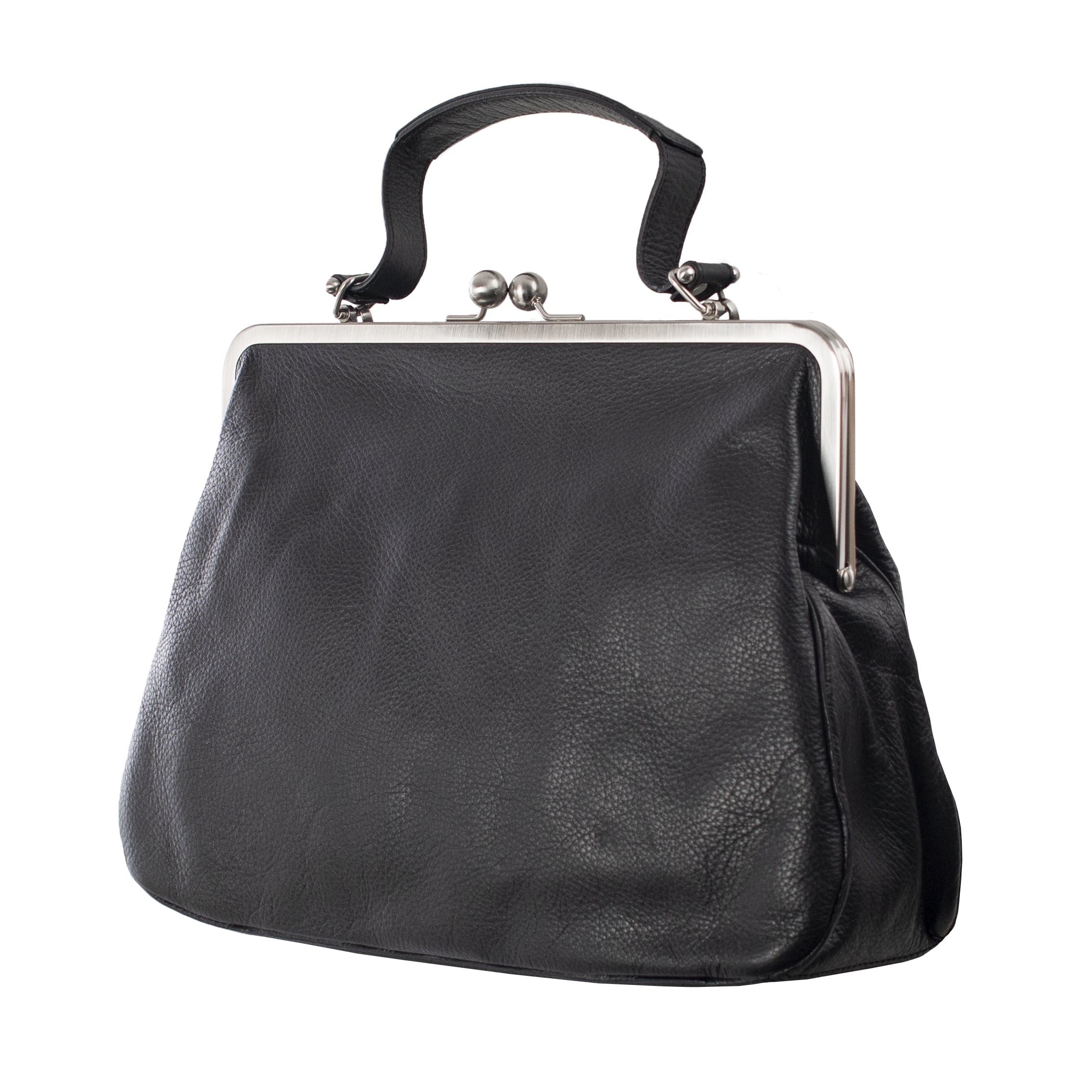 GRACE | Handtasche Schwarz Nappaleder – große Bügeltasche im Retrolook