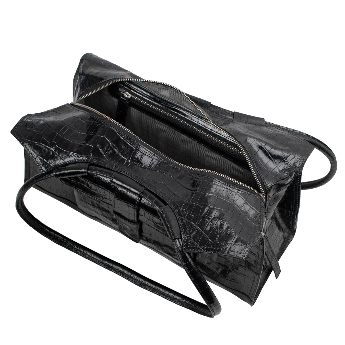 JULIETTE | Schultertasche Schwarz Vintage-Kroko-Prägung – Schultertasche im Retrolook