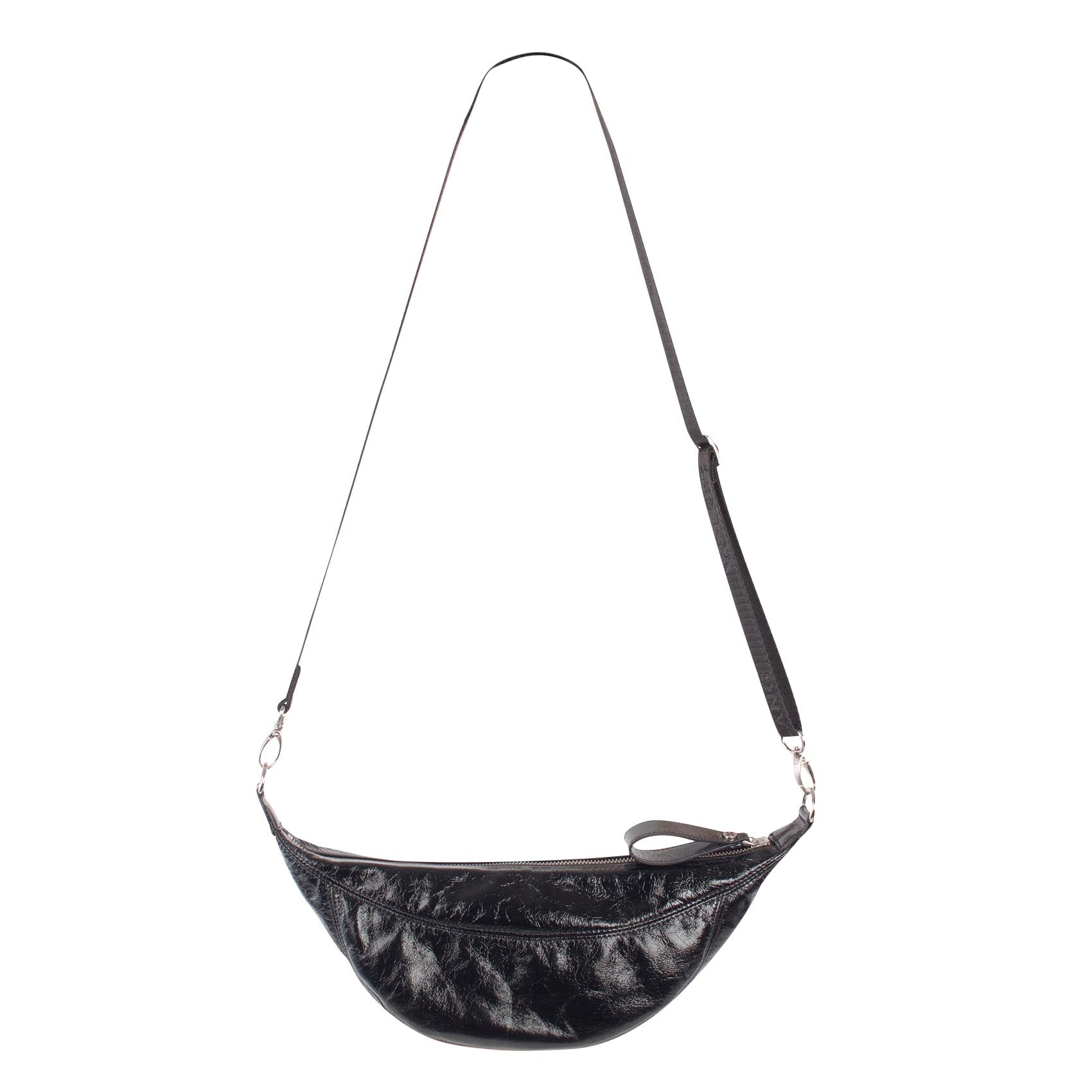 LUNETTA | Umhängetasche Schwarz Vintage – kleine Moonbag mit Reißverschluss