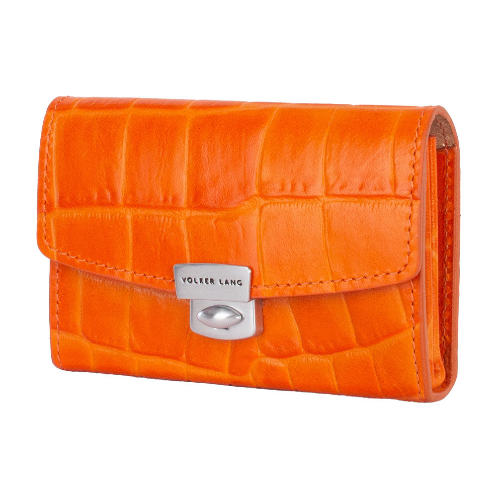 CENTIME | Portemonnaie Orange (Pumpkin) Krokoleder – Portemonnaie mit Münzfach und Leiterschloss