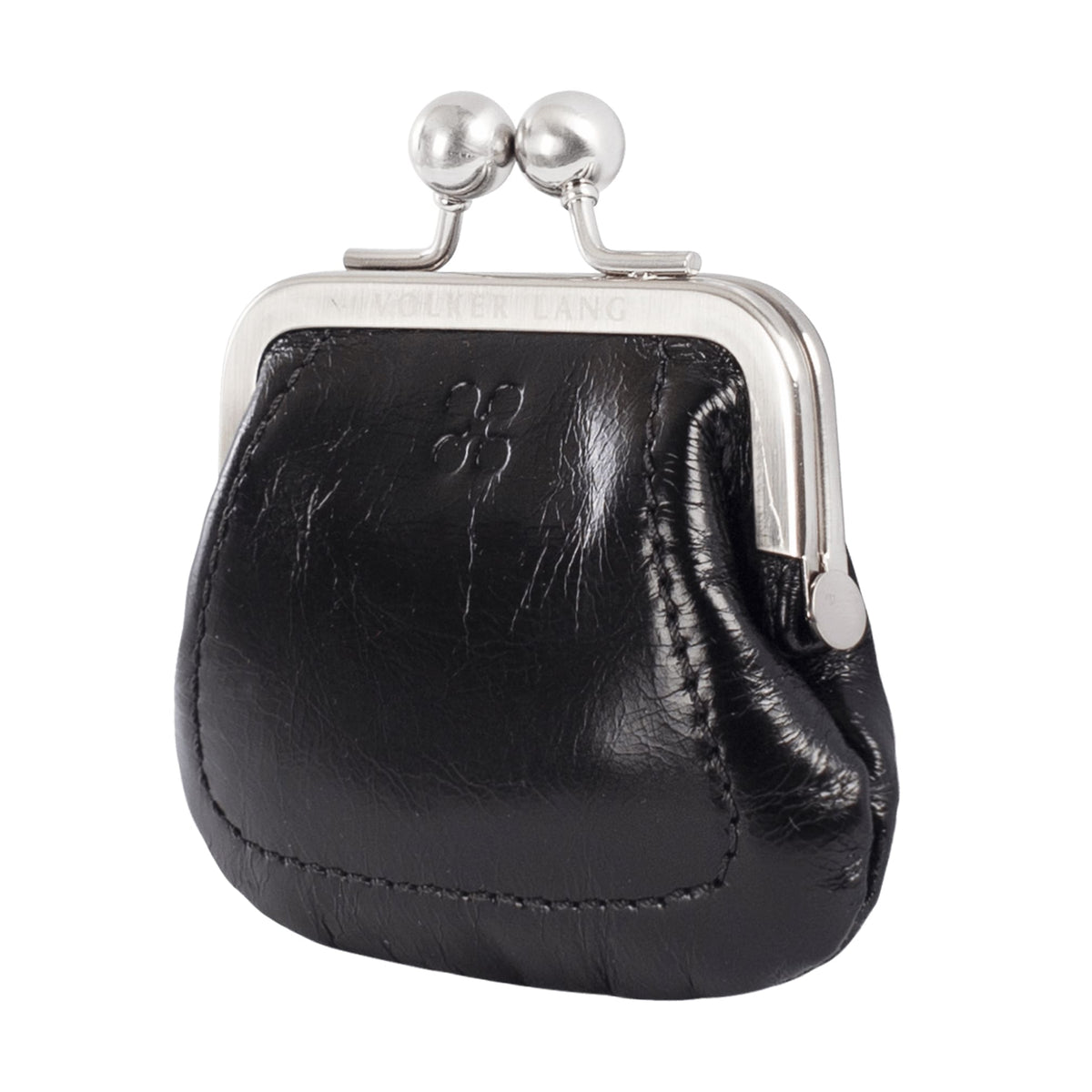 LEU | Portemonnaie Schwarz Vintage Leder – Portemonnaie mit Kugelverschluss