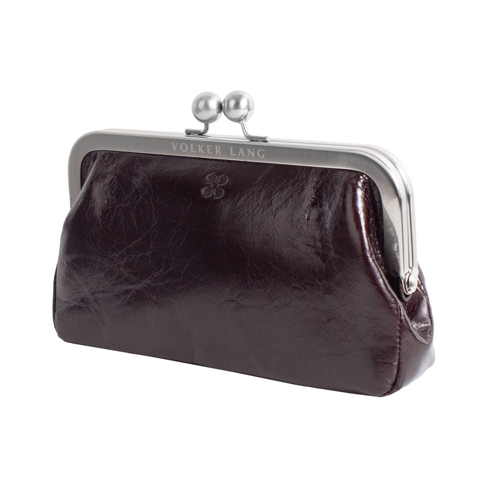 VISAGE | Kosmetiktasche Dunkelbraun Vintage Leder – Kosmetiktasche mit Bügelverschluss