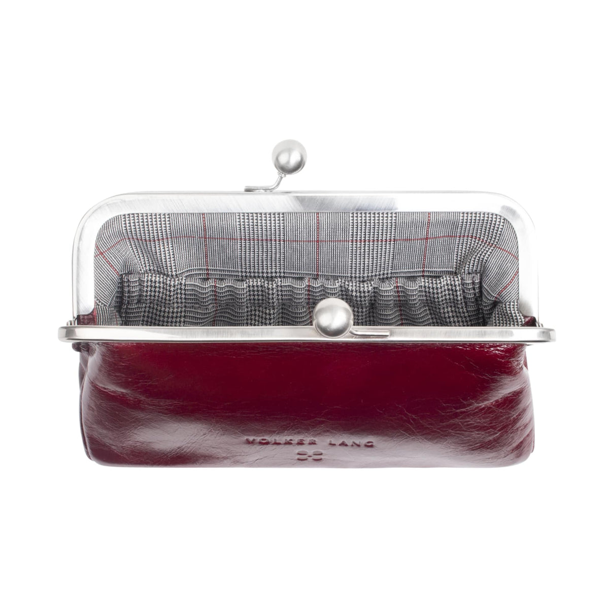VISAGE | Kosmetiktasche Rubinrot Vintage Leder – Kosmetiktasche mit Bügelverschluss