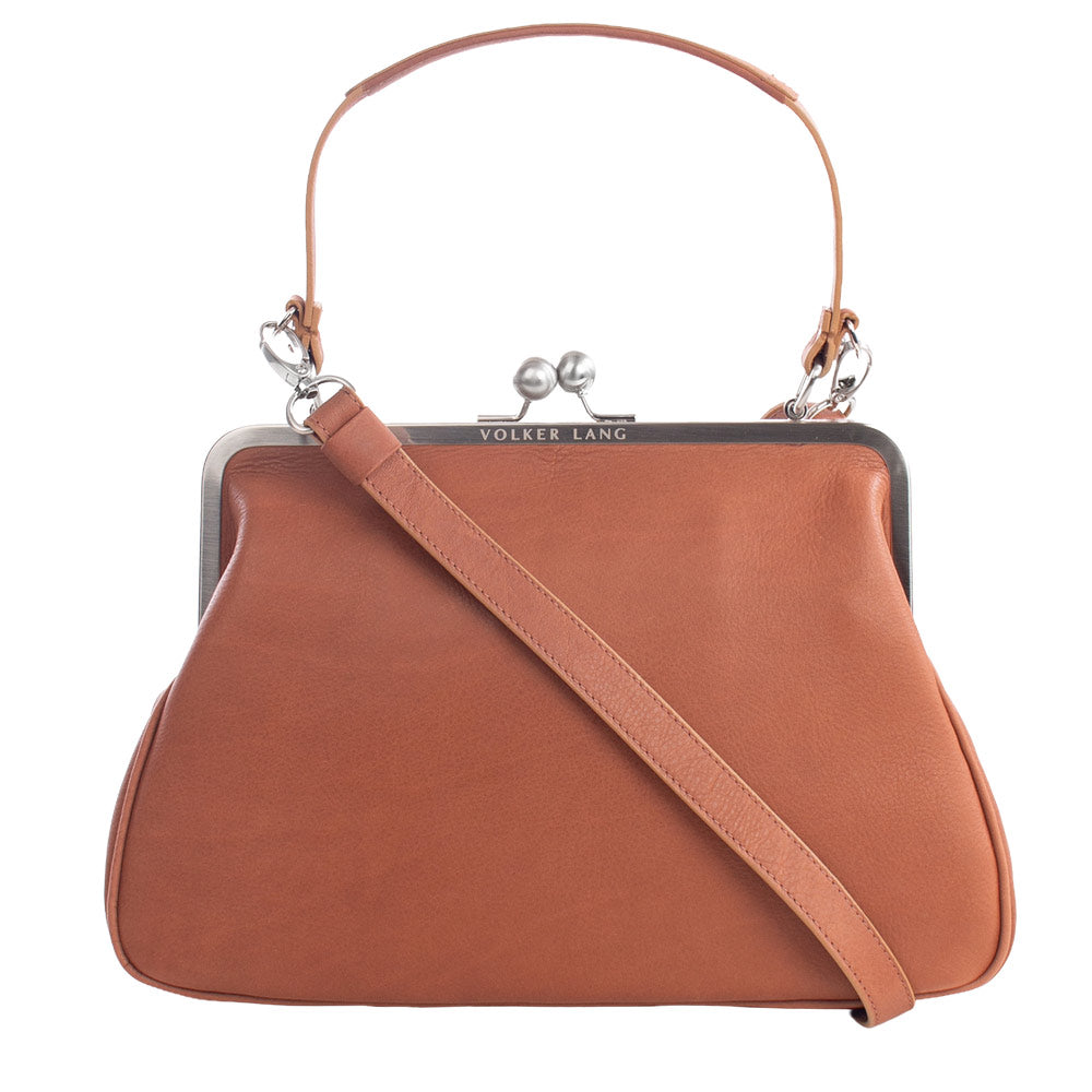 ROMY | Umhängetasche Cognac Velvet – mit abnehmbarem Schulterriemen