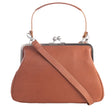 ROMY | Umhängetasche Cognac Velvet Leder – Umhängetasche mit abnehmbarem Schulterriemen