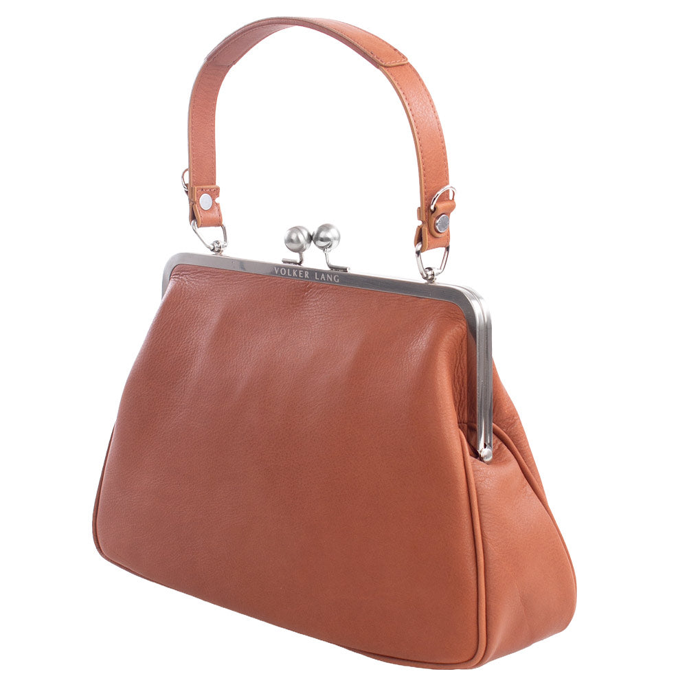 ROMY | Umhängetasche Cognac Velvet – mit abnehmbarem Schulterriemen