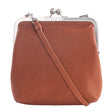 IDA | Ledertasche Cognac Velvet Leder – Ledertasche mit Bügelverschluss zum Schrägtragen