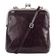 IDA | Ledertasche Dunkelbraun Vintage Leder – Ledertasche mit Bügelverschluss zum Schrägtragen