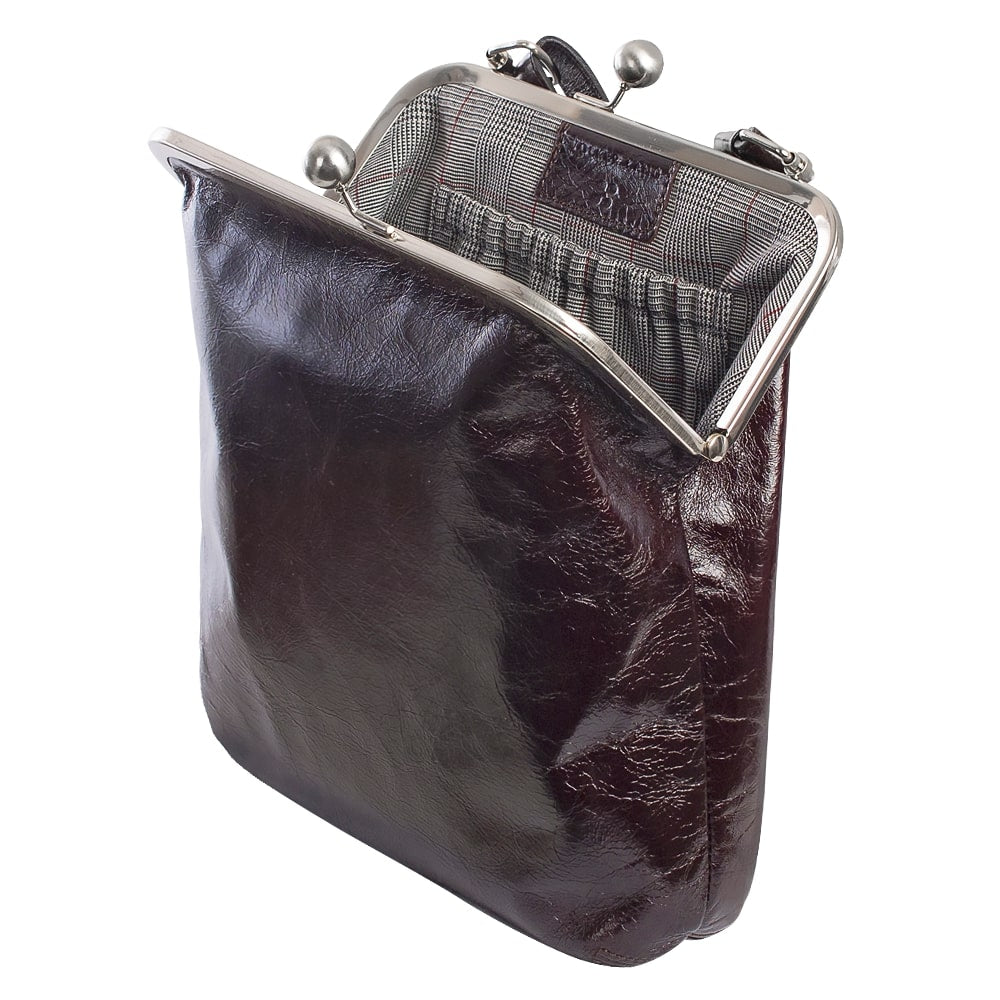 LOLA | Umhängetasche Dunkelbraun Vintage Leder – Umhängetasche mit Bügelverschluss