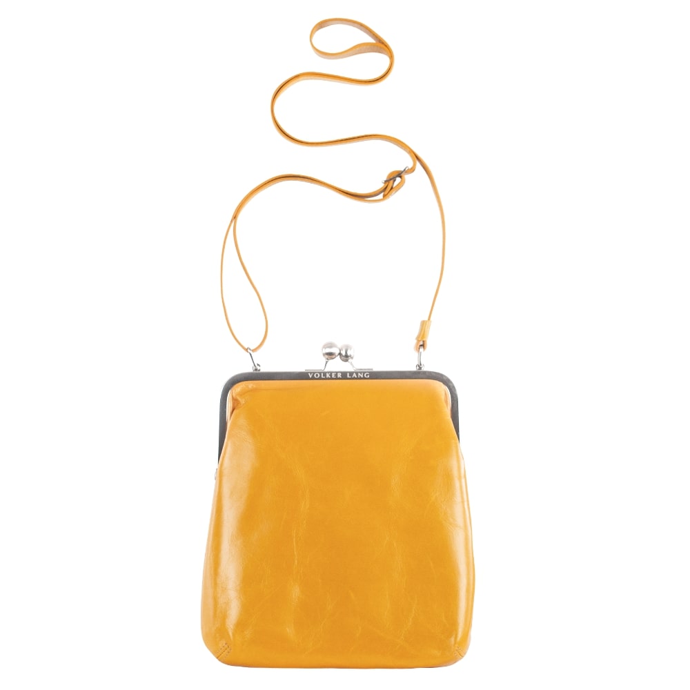 LOLA | Umhängetasche Gelb (Senfgelb) Vintage Leder – mit Bügelverschluss