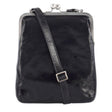 LOLA | Umhängetasche Schwarz Vintage Leder – Umhängetasche mit Bügelverschluss