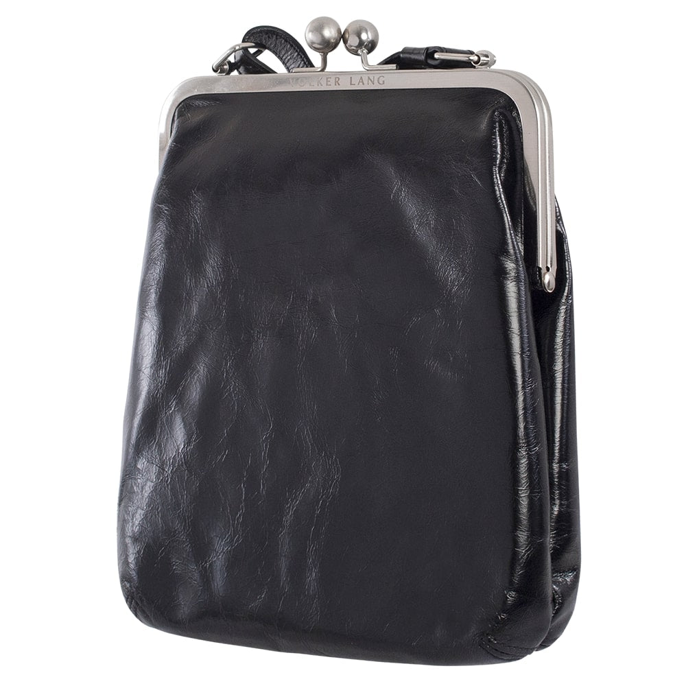 LOLA | Umhängetasche Schwarz  Vintage Leder – Umhängetasche mit Bügelverschluss