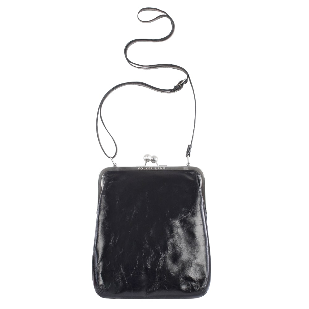 LOLA | Umhängetasche Schwarz  Vintage Leder – Umhängetasche mit Bügelverschluss
