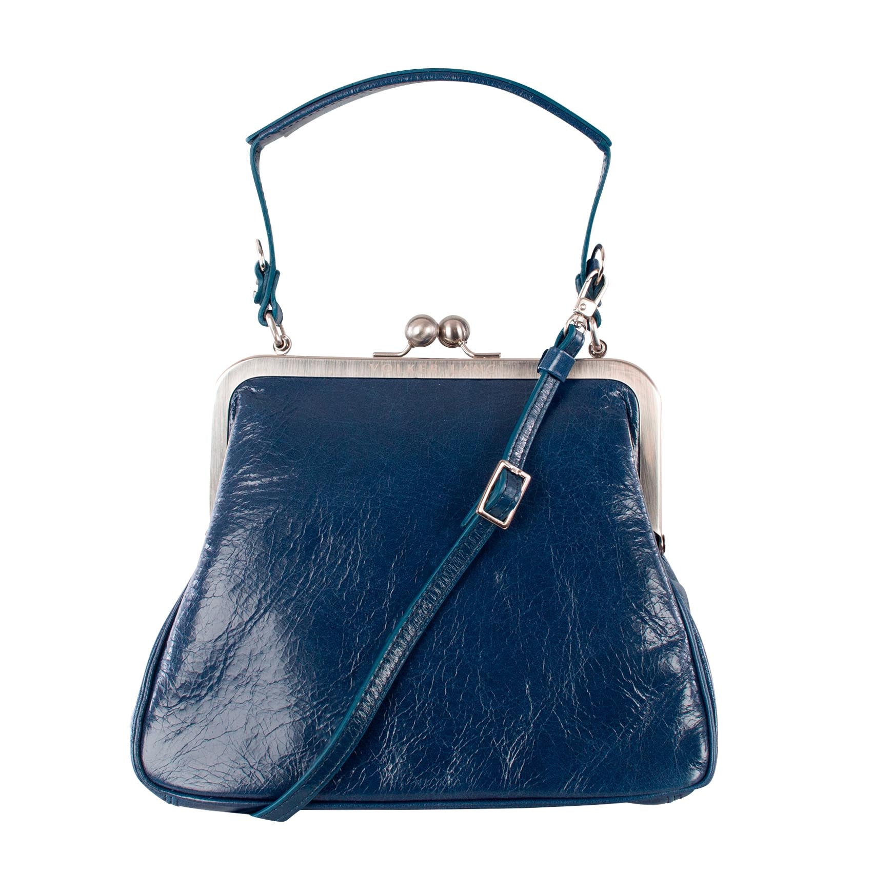 AUDREY | Handtasche Marineblau Vintage – Ausgehtasche mit festem Boden