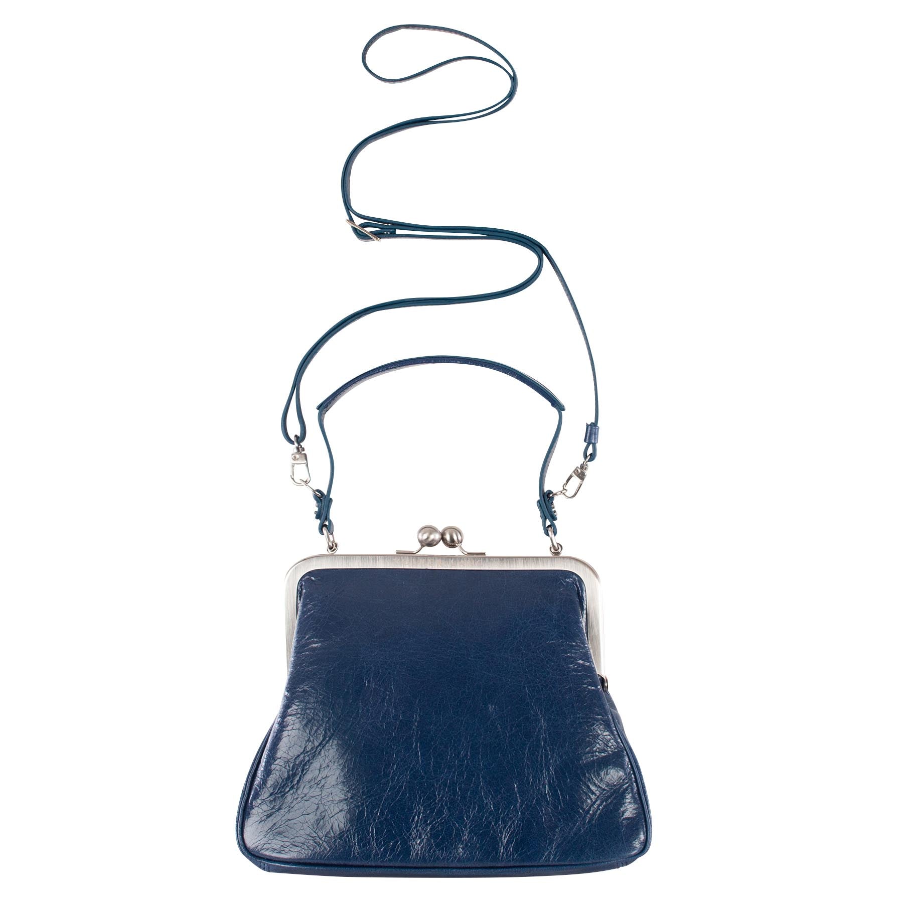 AUDREY | Handtasche Marineblau Vintage – Ausgehtasche mit festem Boden